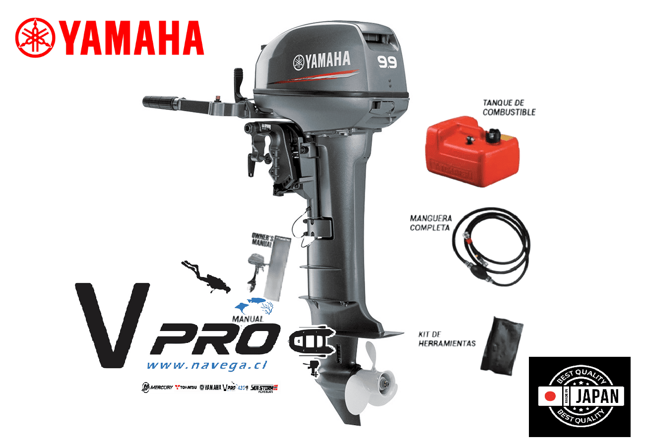 Motor fuera de borda Yamaha 9.9HP 2 tiempos Mando popero pata corta